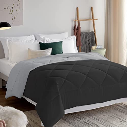 EDMUND - 600 GSM Heavy Winter Reversible Comforter for Double Bed Comforter/Duvet/Rajai/Quilt/Blanket (90" x 100") Inches - Winter 600 GSM Comforter | Black & Ash Grey| TC - 300 - Image 4