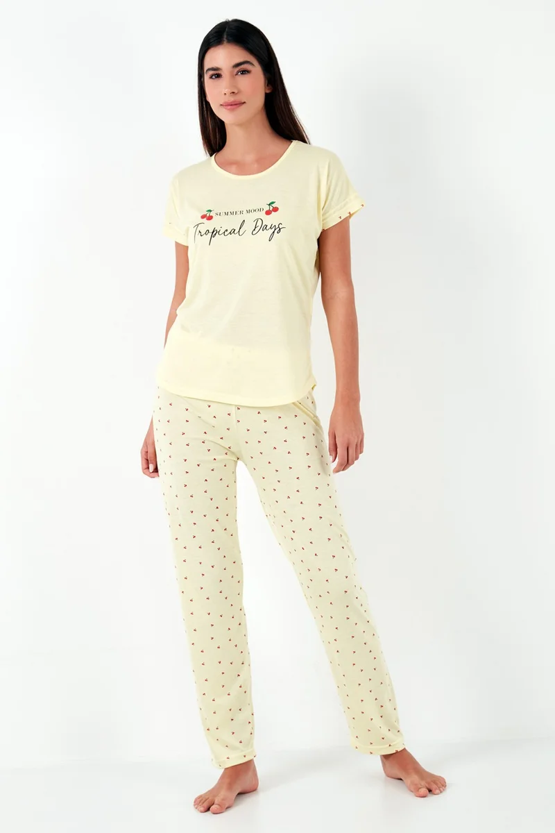 Lela Regular Fit Crew Neck Short Sleeve Pajama Set Women's Pajama Set 6097310