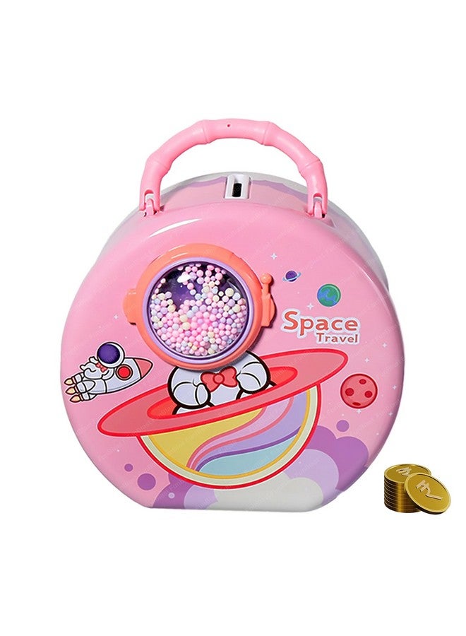 FunBlast Piggy Bank with Password - Space Travel Money Saving Tin Coin Bank, Gullak for Kids, Birthday Return Gift for Boys & Girls, Money Bank, Coin Box for Kids (Pink) - Image 1