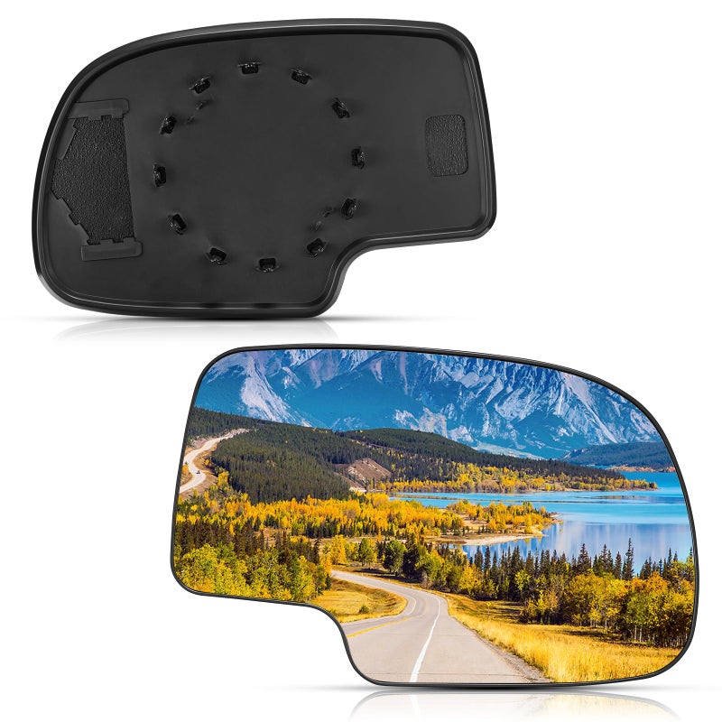 BDFHYK 12477844 Passenger Side Mirror Glass Compatible with Silverado Suburban Tahoe Sierra Yukon 1500 Escalade Side View Convex Mirror with Backing Plate Right