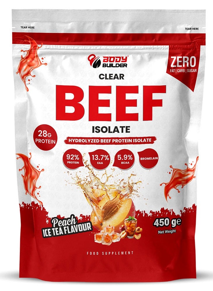 Iso Beef Clear Protein Isolate Ice Tea Peach, 450 GM, High Protein Content