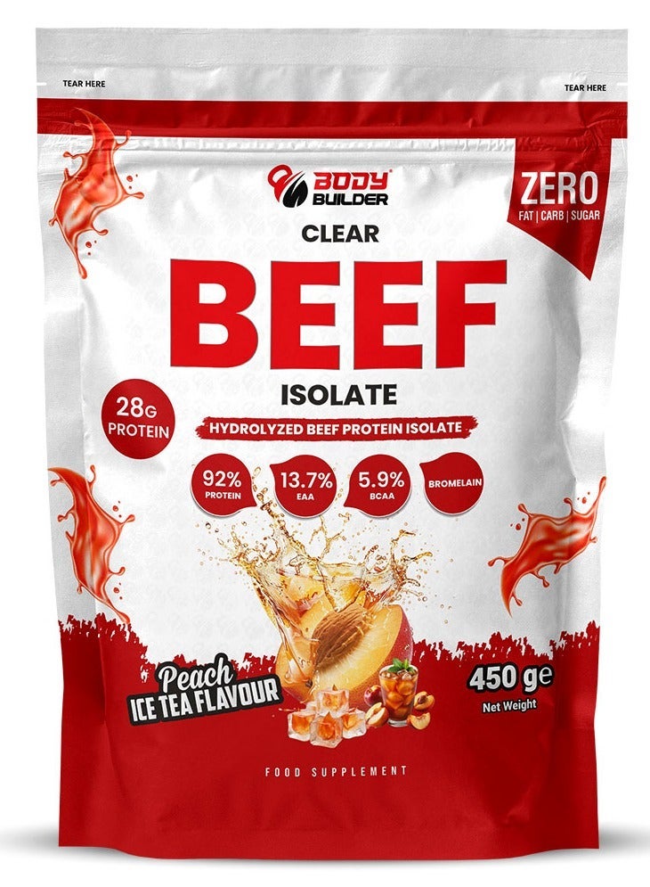 Body Builder Iso Beef Clear Protein Isolate Ice Tea Peach, 450 GM, High Protein Content - Image 2