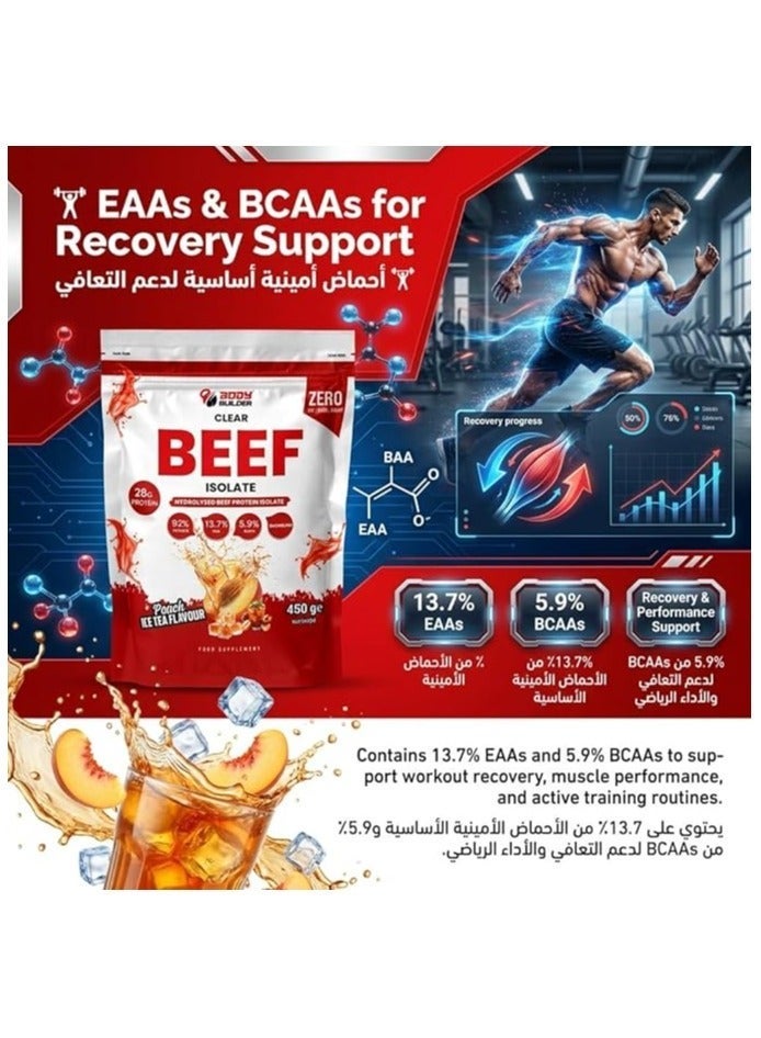 Iso Beef Clear Protein Isolate Ice Tea Peach, 450 Gm, High Protein Content