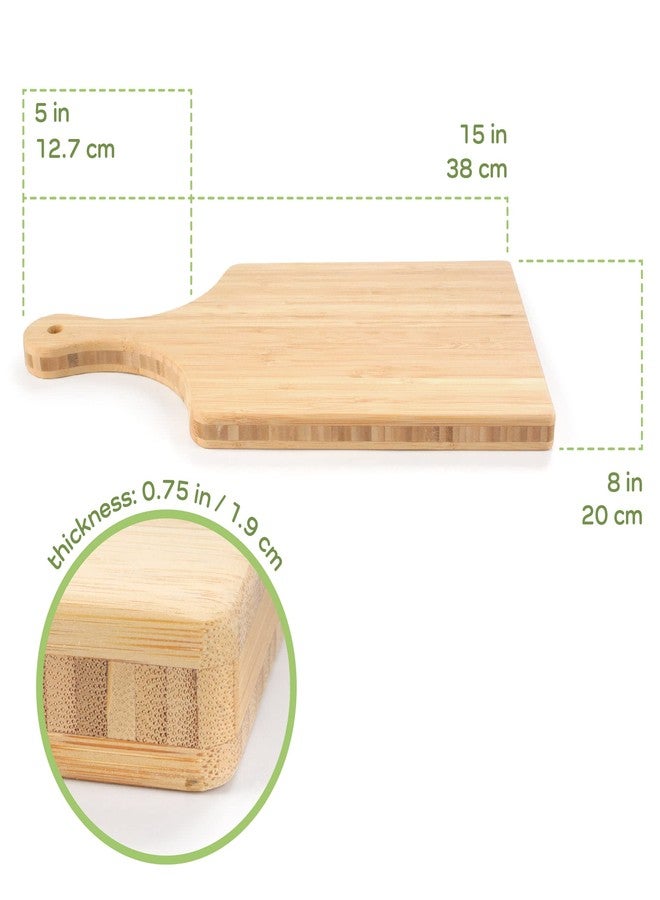 بامبو إم إن لوح تقطيع وتقديم من الخيزران من بامبو إم إن، لوح تقطيع للحوم والخضراوات والفواكه والخبز، لوح تقطيع للمطبخ بمقبض - 15 بوصة × 8 بوصة × 0.75 بوصة - قطعة واحدة - Image 4