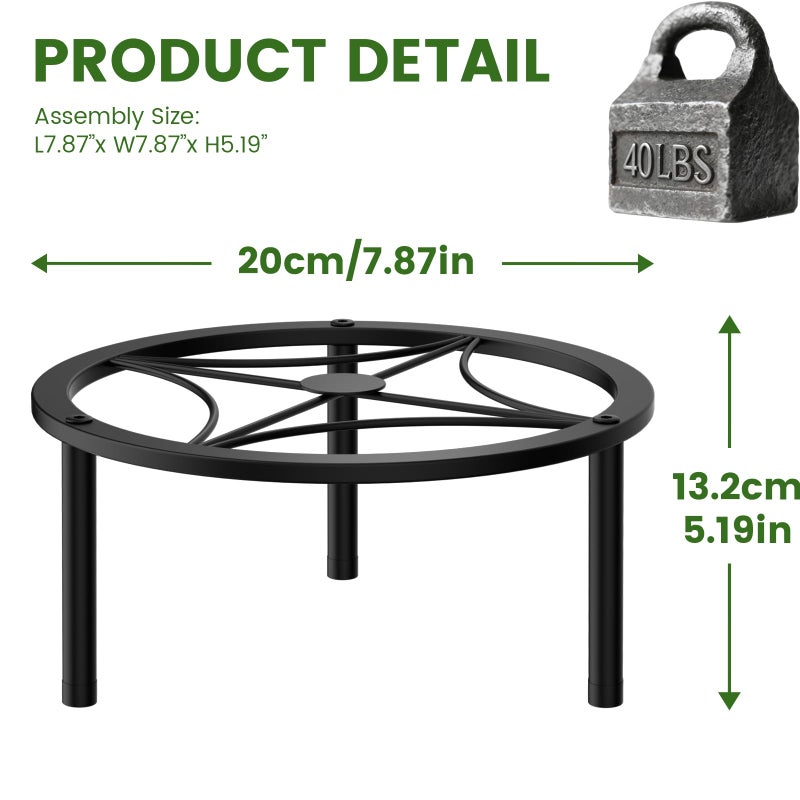TOSKING Heavy Duty Metal Plant Stand - 7.9-inch Round Tray with Geometric Pattern, Adjustable Leveling Feet & Rust-Resistant Finish for Indoor/Outdoor Use - Image 2