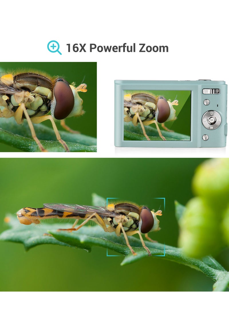Portable Digital Camera 48MP 2.7K 2.88-inch IPS Screen 16X Zoom Auto Focus Self-Timer 32GB Extended Memory Face Detection Anti-shaking