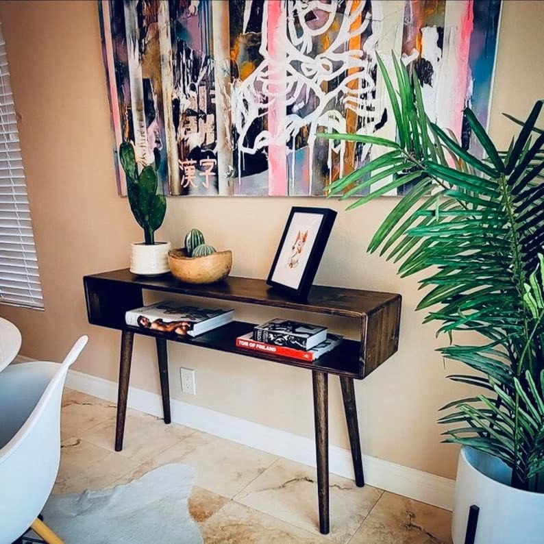 IThree Wooden Console Table for Living Room | Study Table Solid sheesham Wooden with Natural Teak Polish - Image 1
