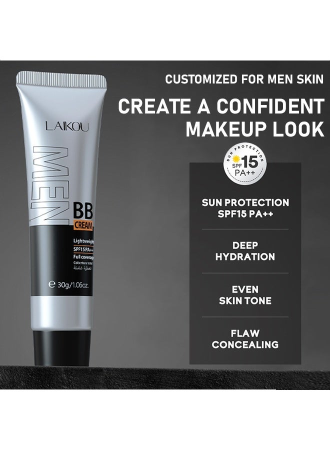 لايكو كريم BB للرجال ، SPF 15 PA ، كريم أساس وكونسيلر كامل التغطية ، كريم مرطب للوجه للرجال يوحد لون البشرة ، التحكم في الزيوت وعيوب الغطاء ، لمسة نهائية طبيعية لجميع أنواع البشرة # طبيعي 240 - Image 5