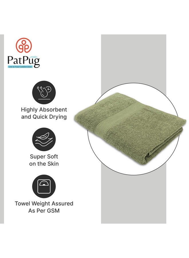 PatPug 100% Indian Ultra Soft Cotton 380 GSM Highly Absorbent, Fade Resistant Large Bath Towel (Olive Green) - Image 2