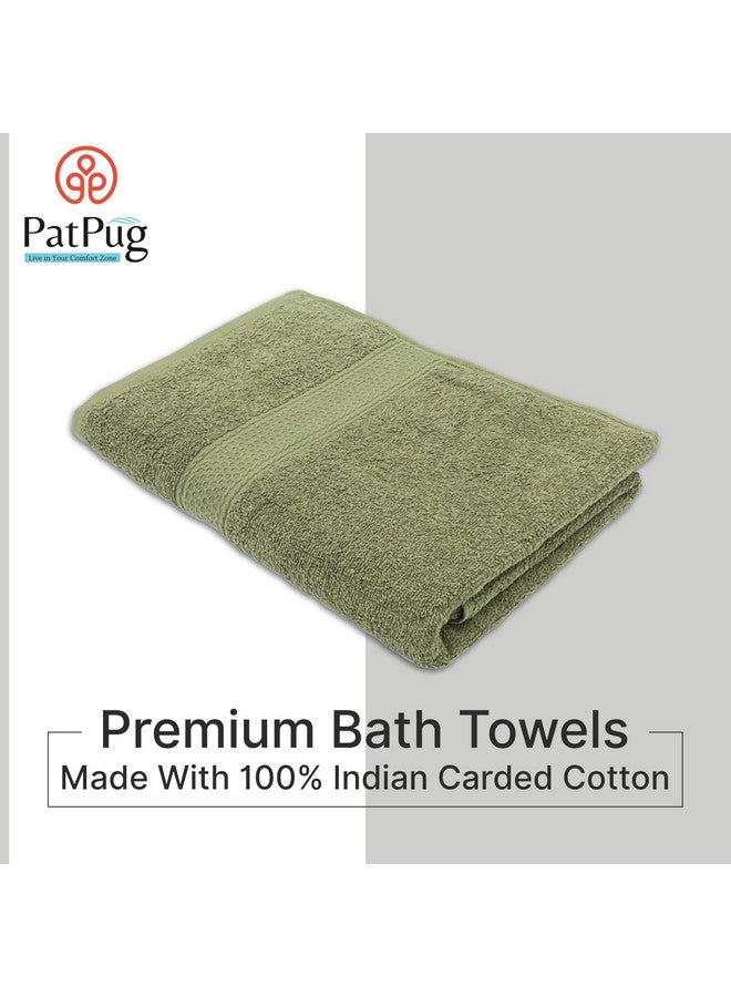PatPug 100% Indian Ultra Soft Cotton 380 GSM Highly Absorbent, Fade Resistant Large Bath Towel (Olive Green) - Image 3
