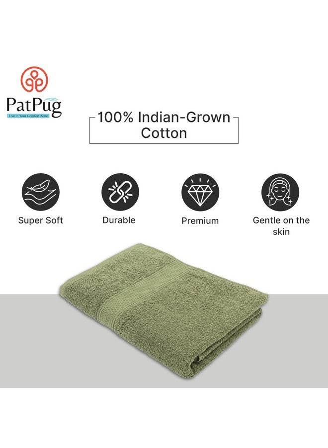 PatPug 100% Indian Ultra Soft Cotton 380 GSM Highly Absorbent, Fade Resistant Large Bath Towel (Olive Green) - Image 5