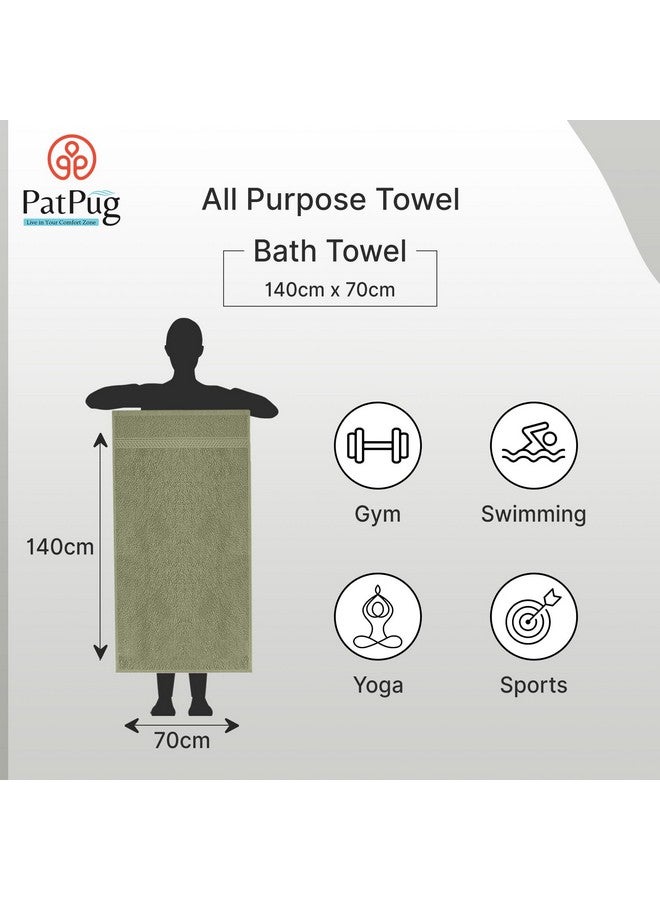 PatPug 100% Indian Ultra Soft Cotton 380 GSM Highly Absorbent, Fade Resistant Large Bath Towel (Olive Green) - Image 4