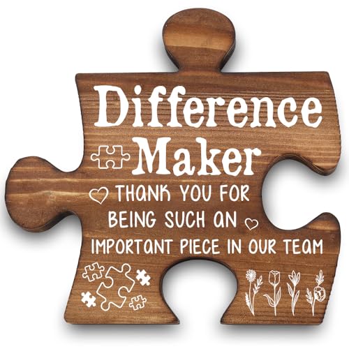THRXOBN Difference Maker Piece Plaque, Thank You Gift for Team Member, Inspirational Office Decor for Coworker Teacher Nurse Volunteer, 5.5x5.2 Inch,WVV2 - Image 1
