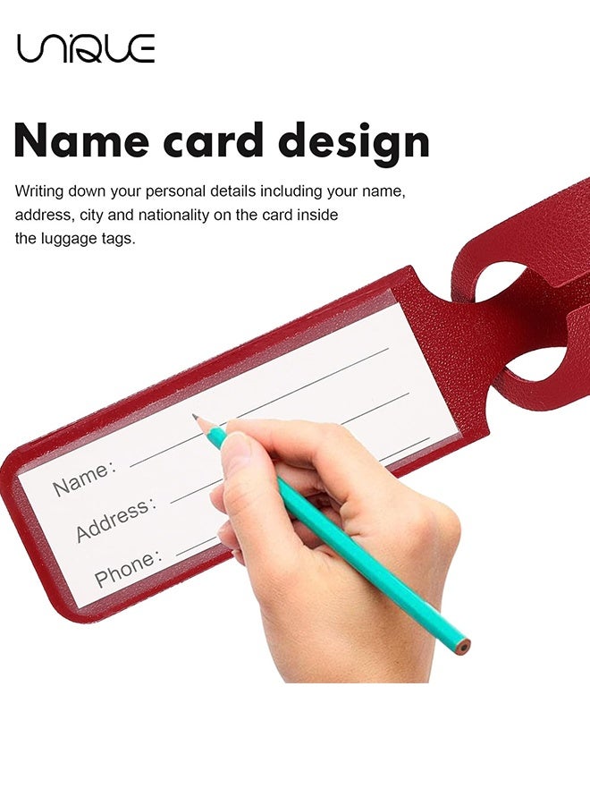 يونيك 8 قطع علامات الأمتعة - علامات الأمتعة الجلدية PU - بطاقات الهوية علامات الأمتعة المعلقة القابلة لإعادة الاستخدام - حقيبة تحديد ملصقات لإكسسوارات السفر وحقائب السفر - حقيبة الأمتعة الجلدية علامات للنساء والرجال السفر (متعدد الألوان) - Image 2