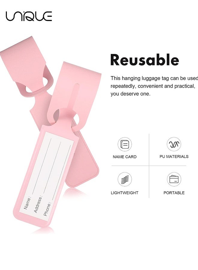 يونيك 8 قطع علامات الأمتعة - علامات الأمتعة الجلدية PU - بطاقات الهوية علامات الأمتعة المعلقة القابلة لإعادة الاستخدام - حقيبة تحديد ملصقات لإكسسوارات السفر وحقائب السفر - حقيبة الأمتعة الجلدية علامات للنساء والرجال السفر (متعدد الألوان) - Image 3
