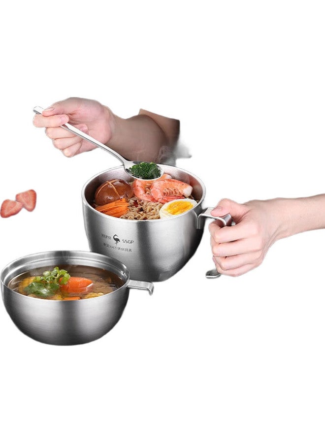 SSGP Sanli Steel 304 Stainless Steel Ramen Bowl With Lid, Soup Rice Bowl, Personal Use Household Lunch Box, Fast Food Cup, No. 1 Member Store - Image 2