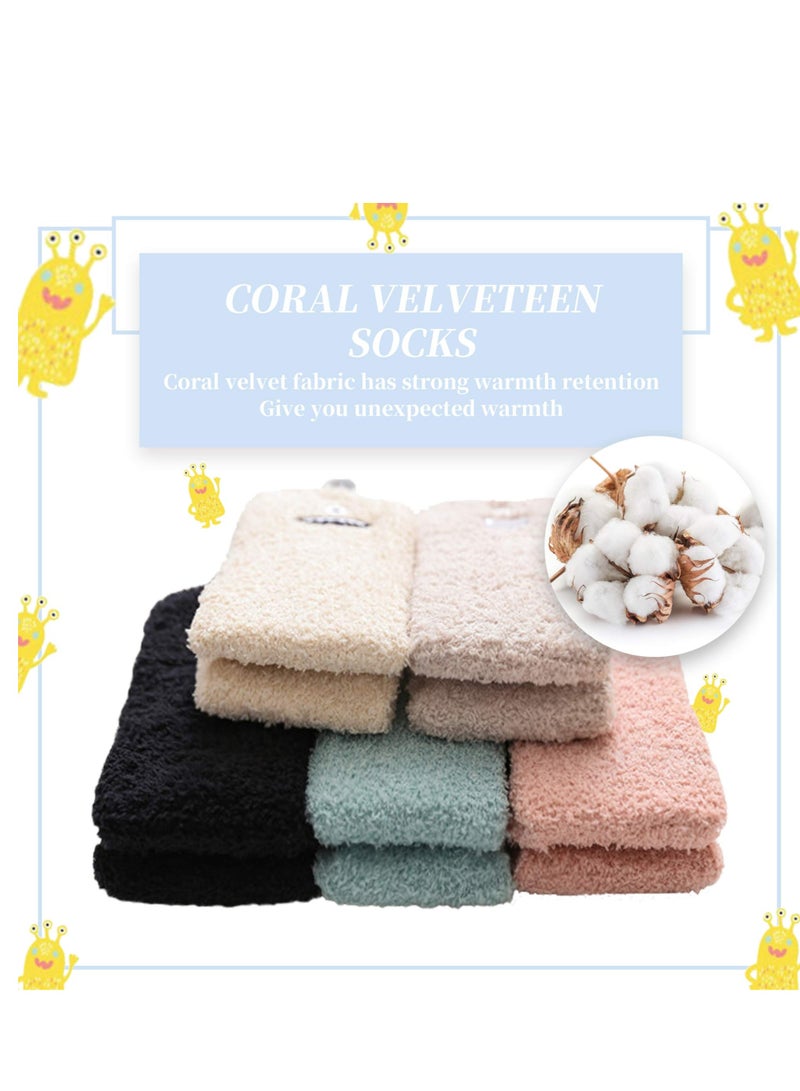 SYOSI 5 pairs Womens Soft Cute Funny Animal Designe Microfiber Slipper Socks Cozy Fuzzy Winter Warm Socks - Image 4