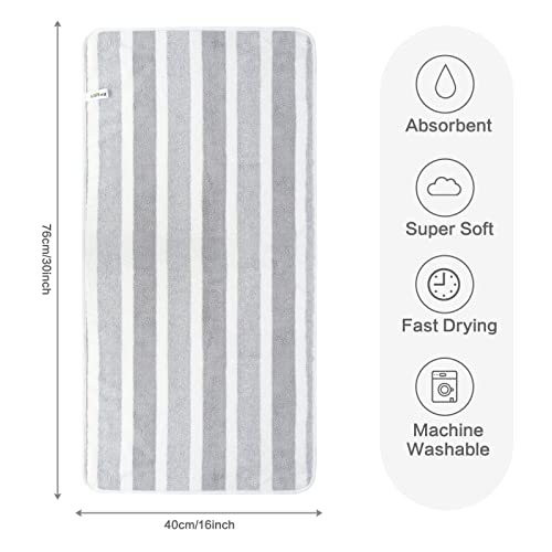 KinHwa Microfiber Hand Towels for Bathroom Soft and Absorbent Face Towels Grey Bathroom Hand Towels for Spa Hair Bath 30inchx16inch 4 Pack - Image 3