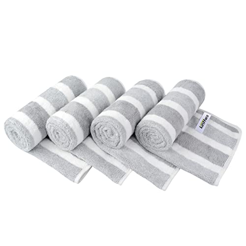 KinHwa Microfiber Hand Towels for Bathroom Soft and Absorbent Face Towels Grey Bathroom Hand Towels for Spa Hair Bath 30inchx16inch 4 Pack - Image 1