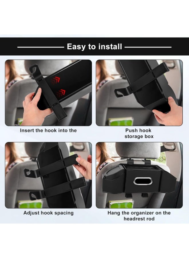 منظم مقعد خلفي فاخر من الجلد لسيارة فولكس فاجن أب! – وحدة تخزين متعددة الوظائف للمقعد الخلفي مع حاملات أكواب، وعلبة مناديل، وخطافات، وأقسام لترتيب المقصورة الداخلية للسيارة - Image 3