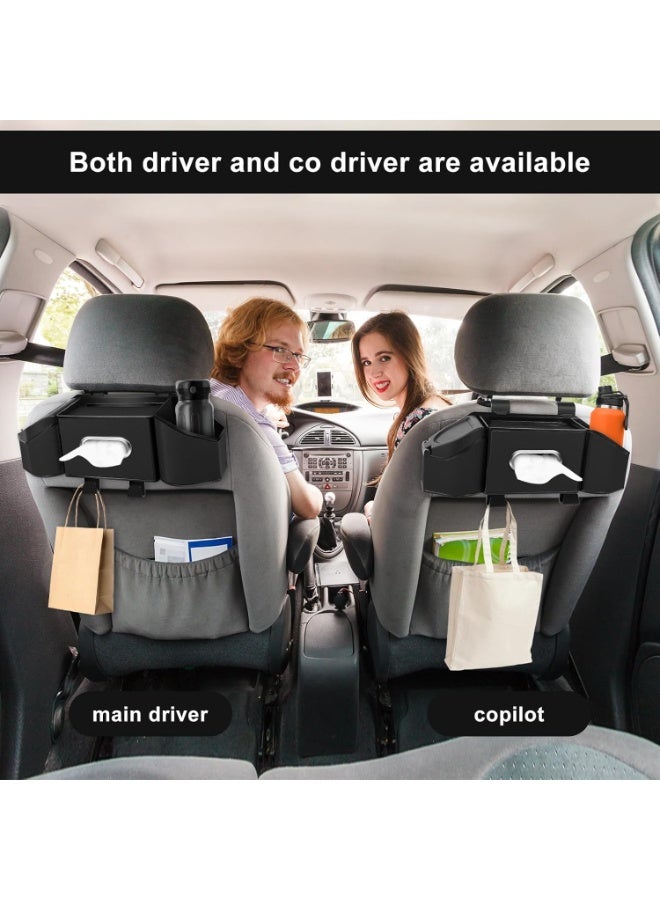 منظم مقعد خلفي فاخر من الجلد لسيارة فولكس فاجن أب! – وحدة تخزين متعددة الوظائف للمقعد الخلفي مع حاملات أكواب، وعلبة مناديل، وخطافات، وأقسام لترتيب المقصورة الداخلية للسيارة - Image 5