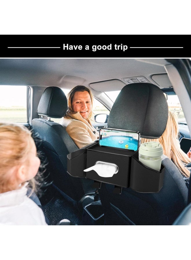 منظم مقعد خلفي فاخر من الجلد لسيارة فولكس فاجن أب! – وحدة تخزين متعددة الوظائف للمقعد الخلفي مع حاملات أكواب، وعلبة مناديل، وخطافات، وأقسام لترتيب المقصورة الداخلية للسيارة - Image 4