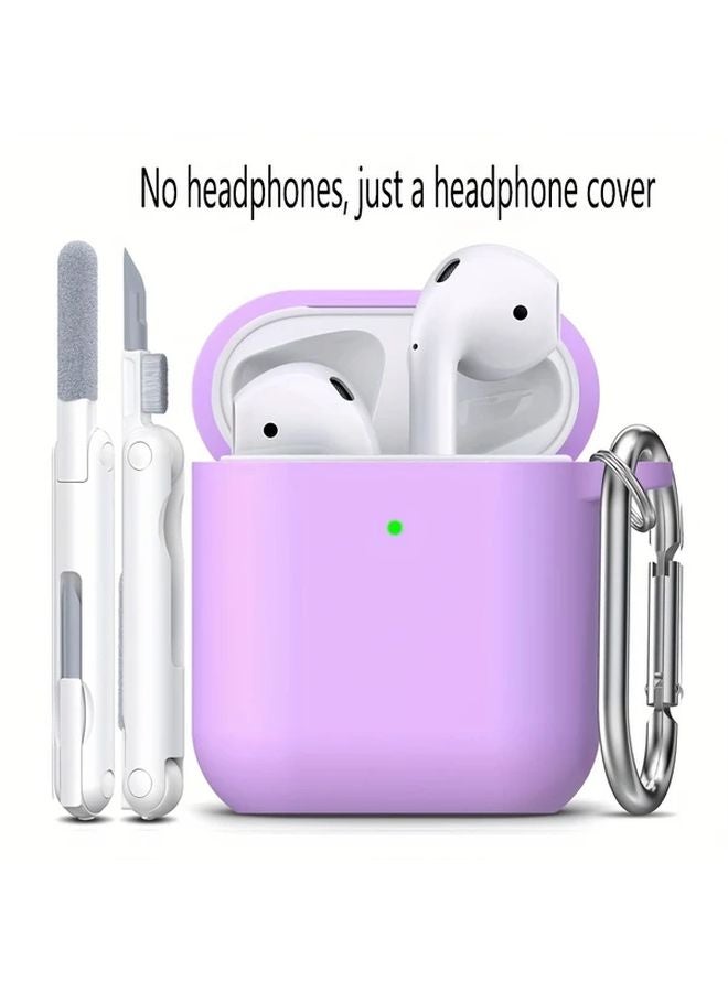 Purple Soft Silicone Protective Case with Cleaning Kit for AirPods 1 and 2 - Image 1