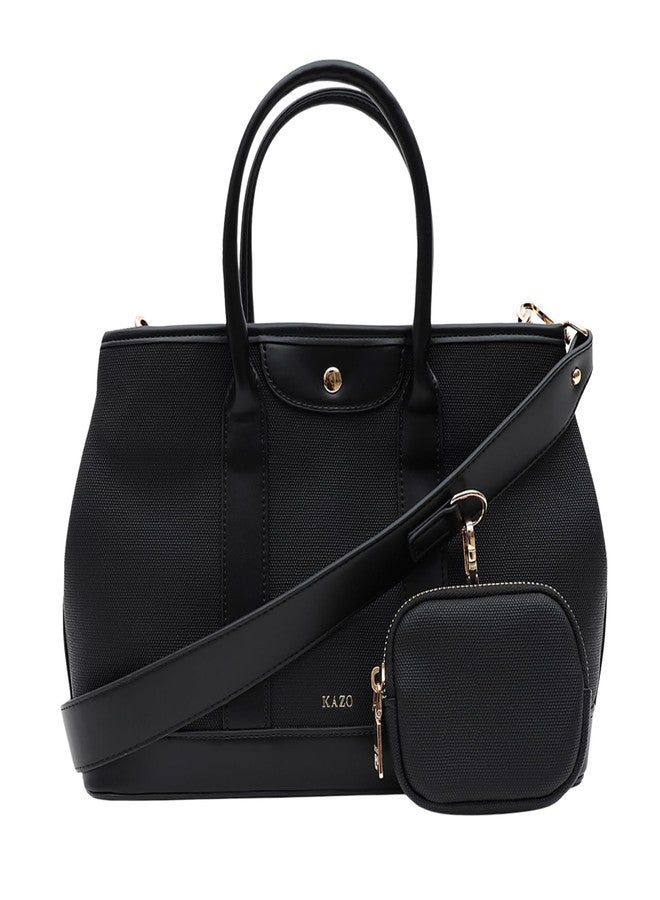 Kazo Bag Black Structured Shoulder Handbag | Premium Faux Leather Purse - Image 1