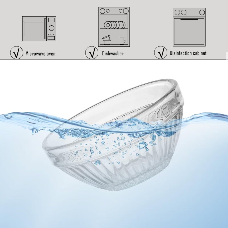 TkoYuHm 10 pack 3oz Glass Bowls Small Dipping Bowl Set for Sauces Condiments Stackable Mini Clear Striped Dishes for Kitchen Dining Cooking Prep - Image 4