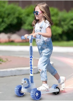 NextWave Scooter for Kids 2-8 Years Old Boys Girls 3 Wheel Toddler Scooter Childrens Folding Kick Scooter Toy Light up Wheels Adjustable Height Lean to Steer Extra-Wide & Non-Slip Deck Blue  - Image 3