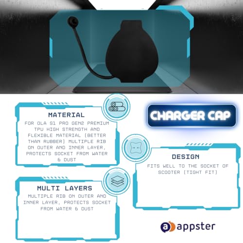 APPSTER Ola S1 Pro Gen 2 Main Stand + Charger Cap + Footmat + Screen Guard -Only for S1 Pro 2nd Genaration, 4 in 1 (Black) - Image 4