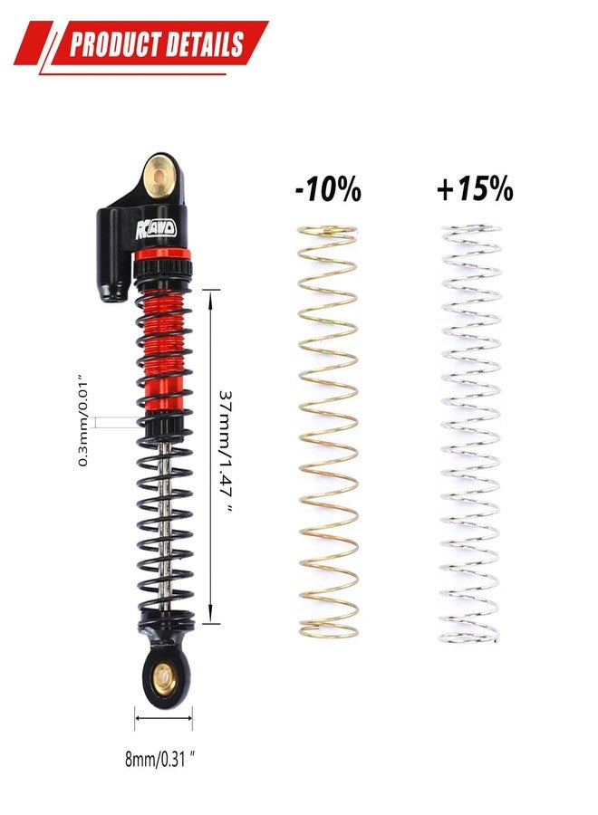 RCAWD ترقيات RCAWD لممتص الصدمات Axial AX24 XC-1 4WS مع قطع غيار إضافية من النوابض، وممتص صدمات أمامي وخلفي من الألومنيوم للسيارات التي تعمل بالتحكم عن بعد بمقياس 1/24 AXI00003 أسود - Image 3