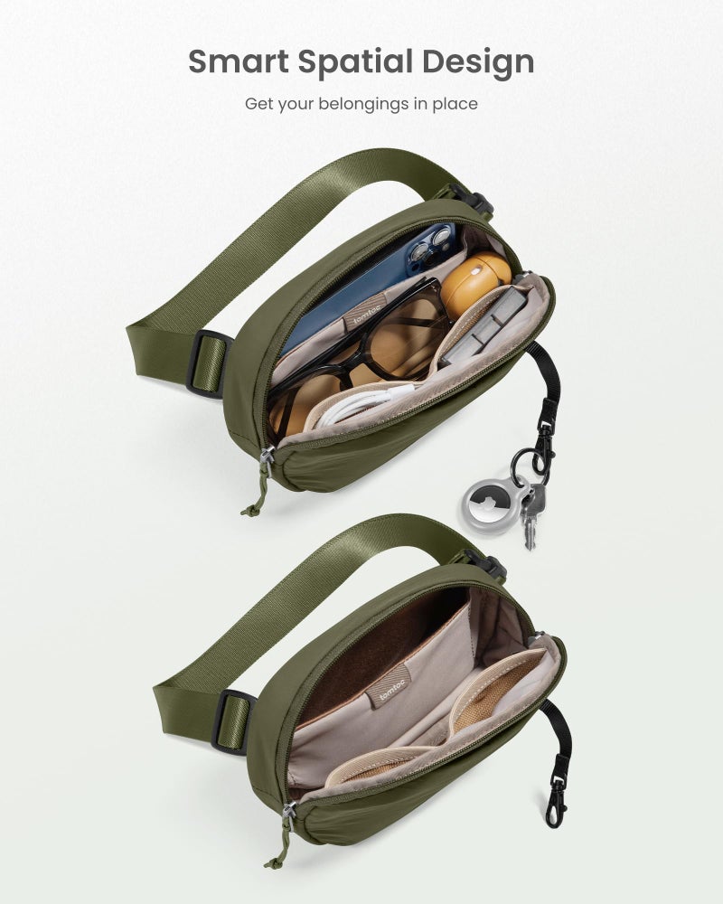 tomtoc Belt Bag with RFID Blocking, 1.5L Cross Body Fanny Pack for Women Men, Sling Waist Bags with Adjustable Strap for Travel Walk, Green - Image 4