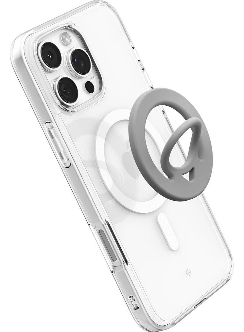 Spigen حامل هاتف مزدوج بوب ماغ فيت مع قبضة سيليكون مغناطيسية مزدوجة الجوانب متوافق مع آيفون 16 برو ماكس، 16 برو، 16 بلس، 15، 14، 13، 12 سلسلة - رمادي - Image 1