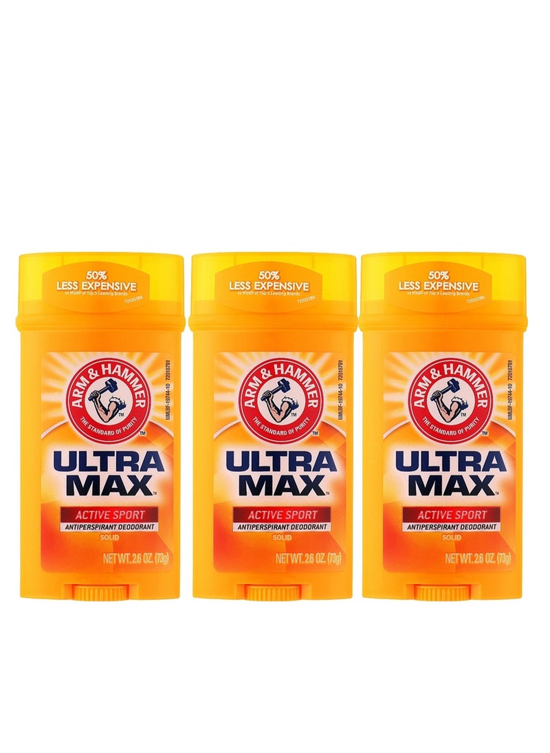 Arm & Hammer 3-Piece Arm & Hammer Ultra Max Antiperspirant Deodorant Active Sport 73g - Image 1