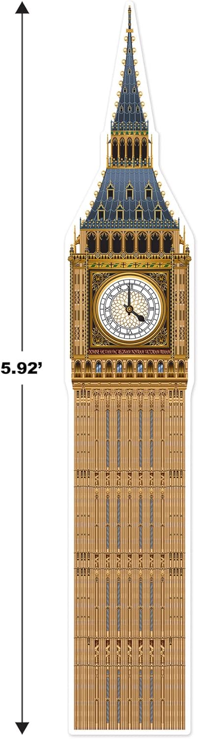 Beistle Big Ben Photo Prop Backdrop 5 11 Tall  British International Party Wall Decoration Cut Out England Themed Decor - Image 2