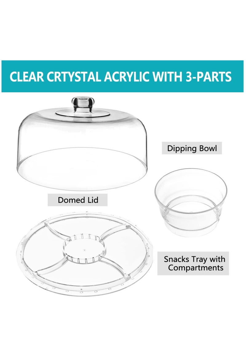 Arabest - Acrylic Cake Stand, Versatile Edible Cookie Tray with Domed Lid, Perforated Bowl and Cake Plate for Banquet Dessert Table Display - Image 1