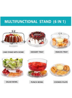 Arabest Acrylic Cake Stand, Versatile Edible Cookie Tray with Domed Lid, Perforated Bowl and Cake Plate for Banquet Dessert Table Display  - Image 3