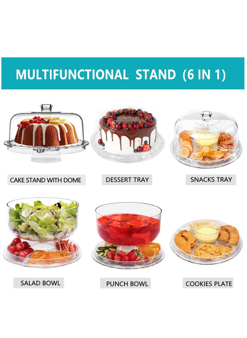 Arabest - Acrylic Cake Stand, Versatile Edible Cookie Tray with Domed Lid, Perforated Bowl and Cake Plate for Banquet Dessert Table Display - Image 1