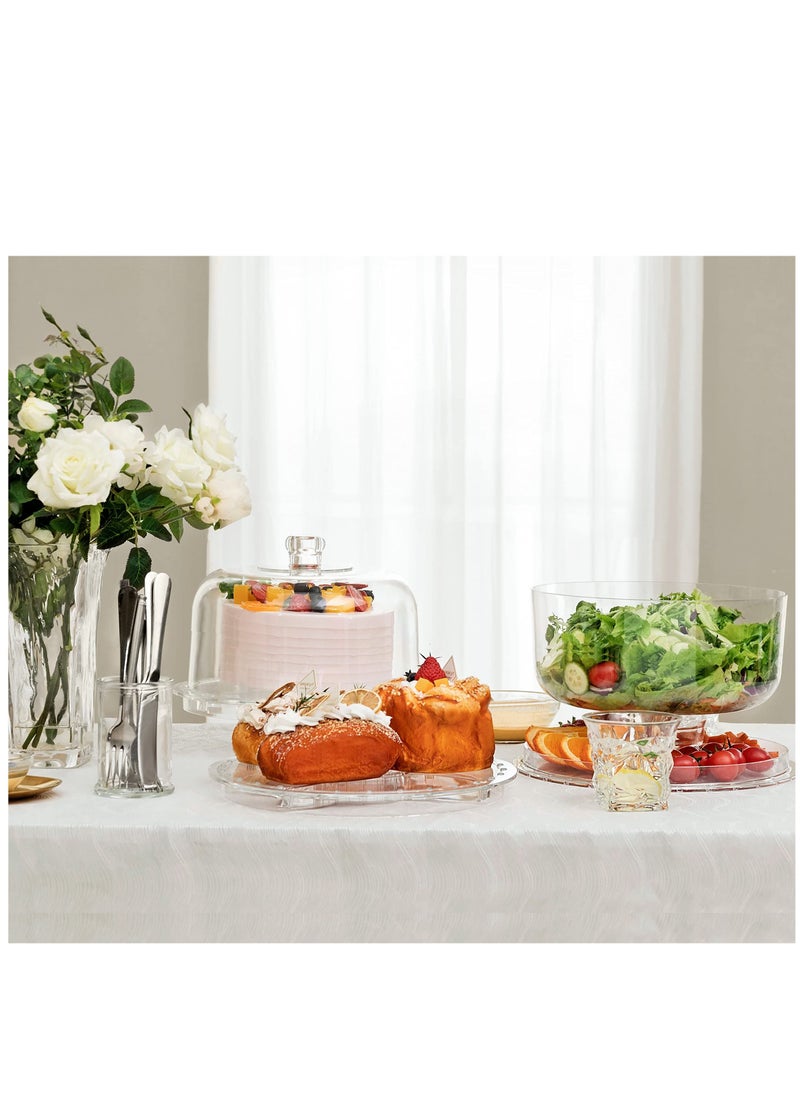 Arabest - Acrylic Cake Stand, Versatile Edible Cookie Tray with Domed Lid, Perforated Bowl and Cake Plate for Banquet Dessert Table Display - Image 1