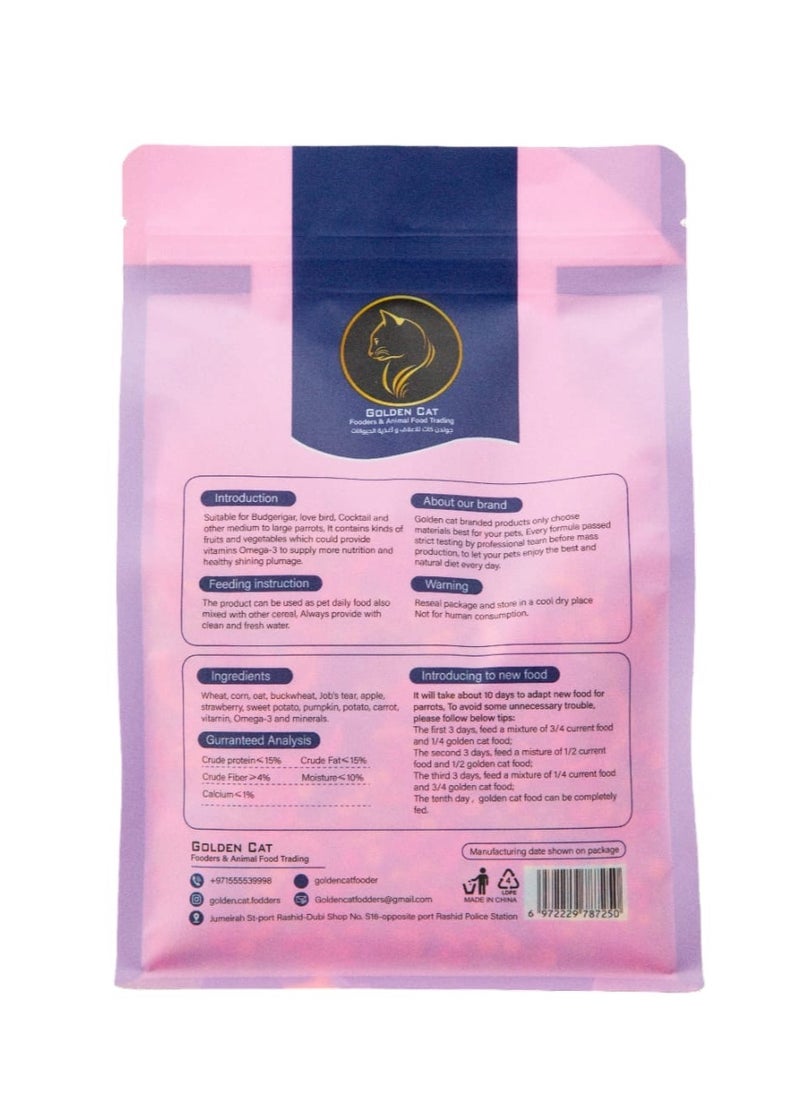 GOLDEN CAT - Parrot food, Bird food,Zupreem,Budgerigar,love bird,Cocktail, And Large Bird Food,New,Parrot, Fruit Nutrition Food 500g - Image 1