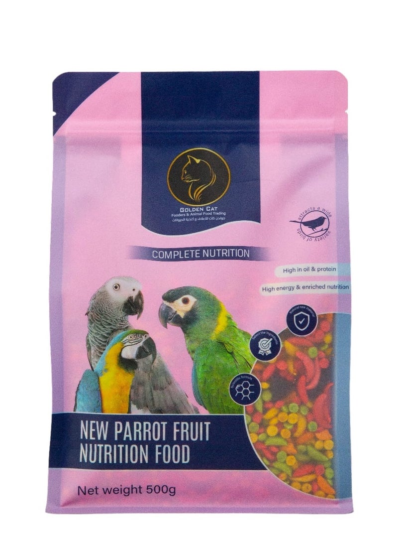 GOLDEN CAT - Parrot food, Bird food,Zupreem,Budgerigar,love bird,Cocktail, And Large Bird Food,New,Parrot, Fruit Nutrition Food 500g - Image 1