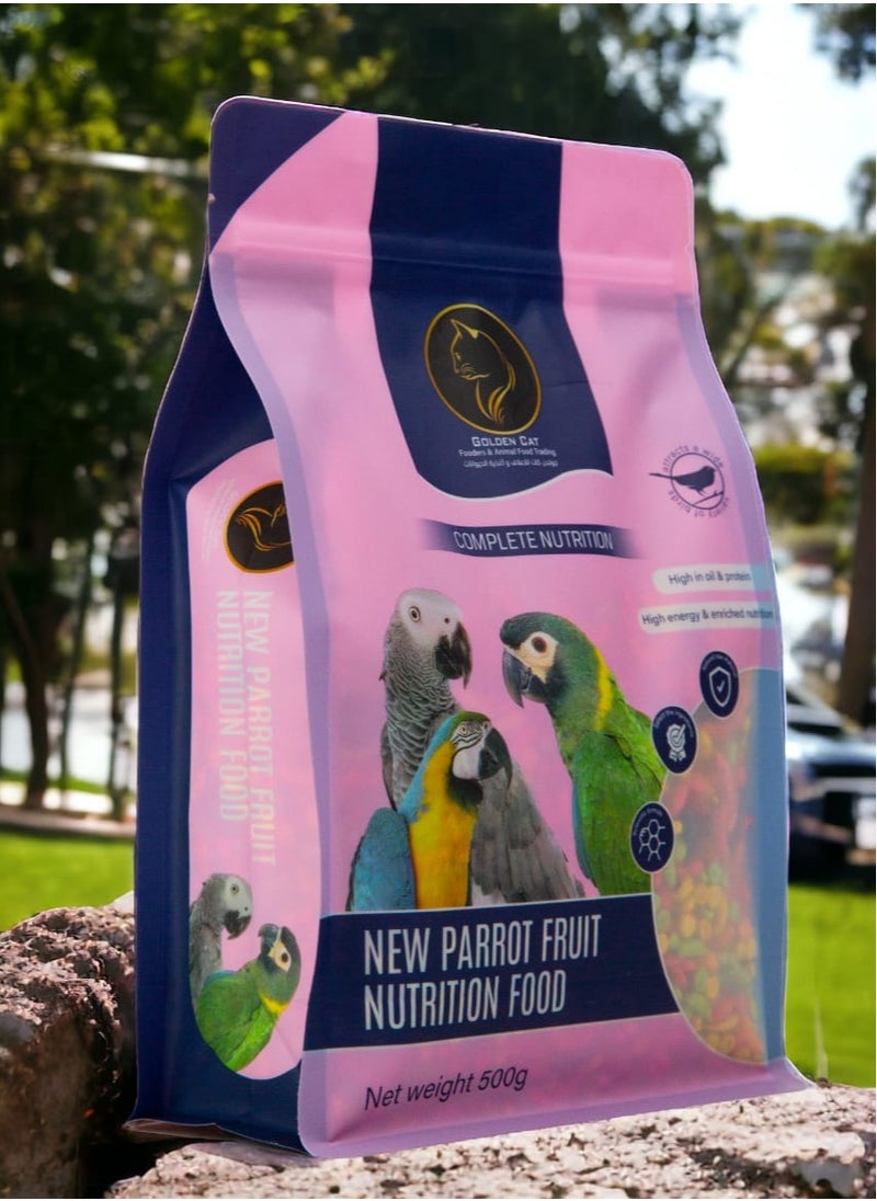 GOLDEN CAT - Parrot food, Bird food,Zupreem,Budgerigar,love bird,Cocktail, And Large Bird Food,New,Parrot, Fruit Nutrition Food 500g - Image 1