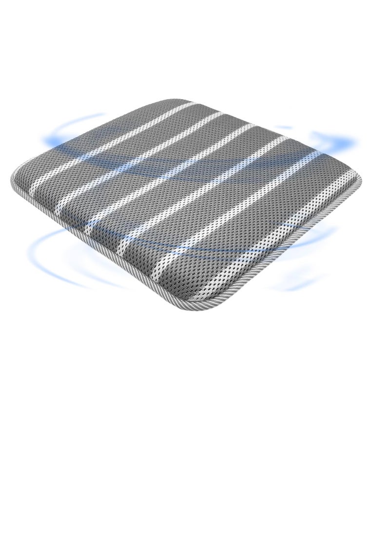 KASTWAVE Office Chair Cushion, Square Non-Slip Car Seat Cushion with 3D Airmesh Pad, Car Seat Cooling Pad, Easy to Wash, Breathable Travel Seat for Long Sitting, Pressure Relief Seat Cushion, Grey - Image 1