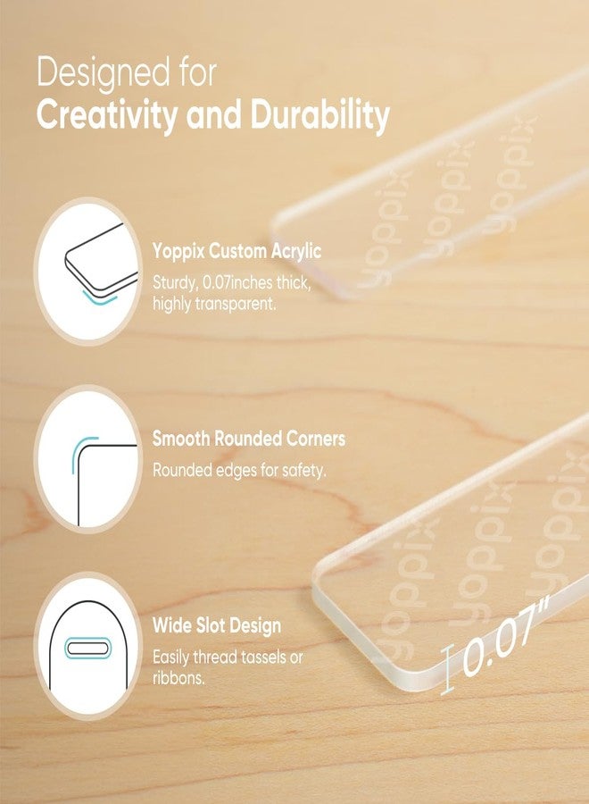 YOPPIX 30 Pieces Acrylic Bookmark Blanks- 2mm Thicken Clear Acrylic Bookmarks with 30 Pcs Ribbon for Reading Lovers DIY Crafts Presents, Graduation Back to School Presents - Image 4