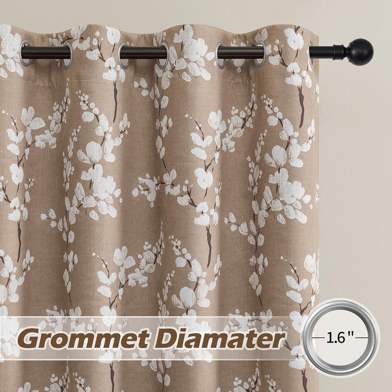 BFAM ستارة BFAM بطباعة زهور 100% مع بطانة سوداء من الخلف، ستائر بطباعة زهور لغرفة المعيشة/غرفة النوم معزولة حرارياً موفرة للطاقة، عبوة تحتوي على 1 ستارة - Image 2