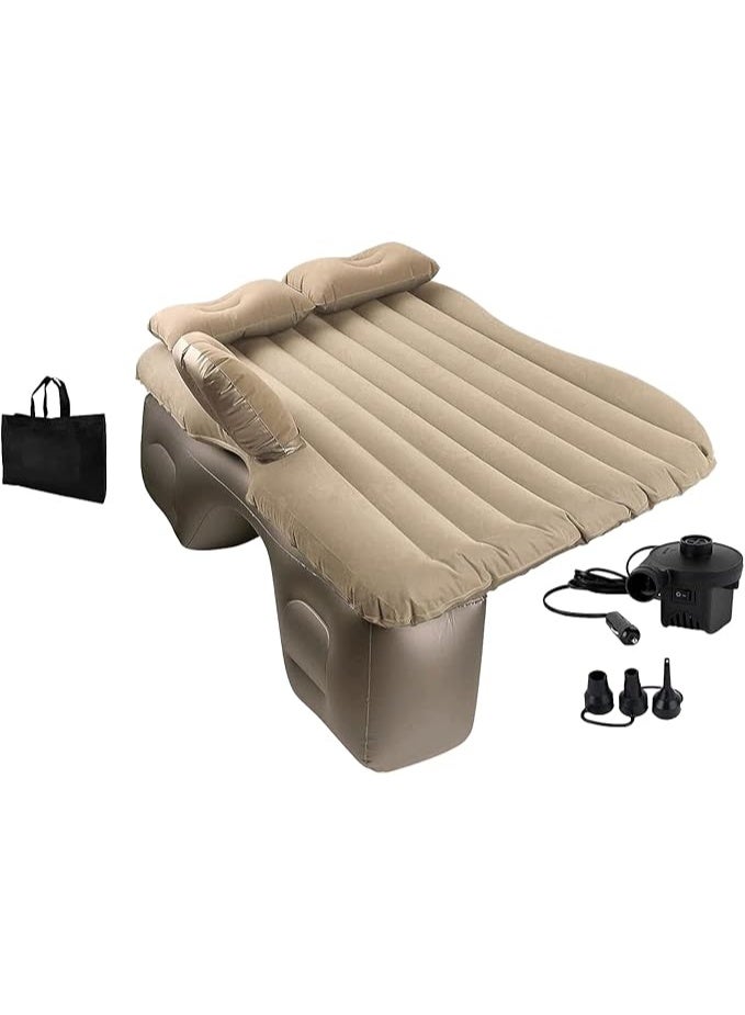 Manful Inflatable Mattress with Pump Portable Outdoor Air Mattress Foldable Single Thickened Flocking Mattress for Outdoor and Home - Image 1