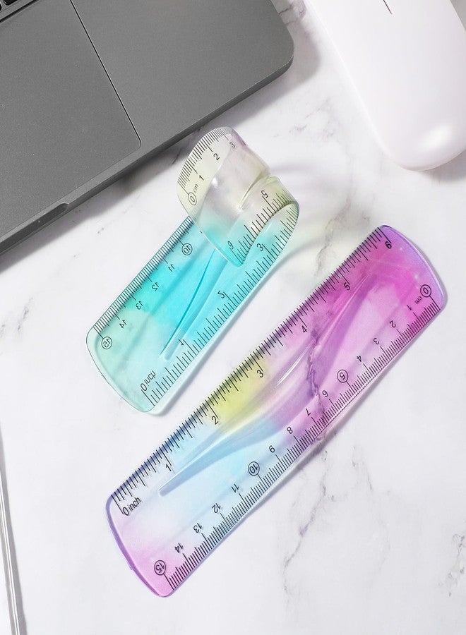 ValueBargain 2Pcs Small Flexible Ruler 6 Inch, Plastic Bendable Ruler Bendy Flexible 6 Inch Rulers, Bendable Shatterproof Soft Edge for Kids & Adults School Classroom Office, Cute Gradient Colors - Image 3