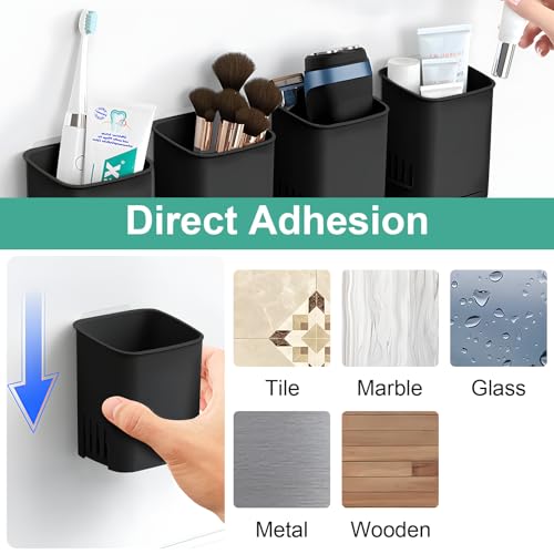 First-zgel 2 Packs Wall Mounted Toothbrush Holders, Self Adhesive Bathroom Toothbrush Wall Holder for Electric Toothbrush, Toothpaste, Razor,Shower Accessories (Black) - Image 5