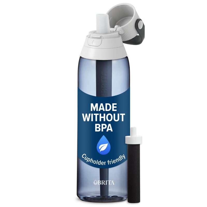 Brita Insulated Filtered Water Bottle with Straw, Reusable, Christmas Gift and Stocking Stuffer For Men and Women, BPA Free Plastic, Night Sky, 26 Ounce - Image 1